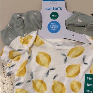 Carter's Yellow Lemon and Dragonfly Print Baby 4 piece sets